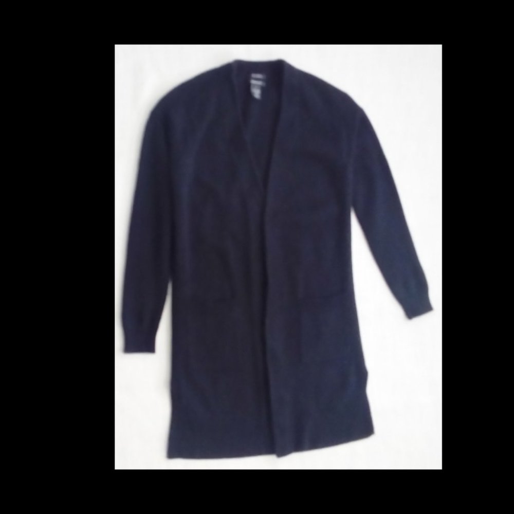 HALOGEN Rib Knit Wool & Cashmere Long Open Front - Picture 4 of 5